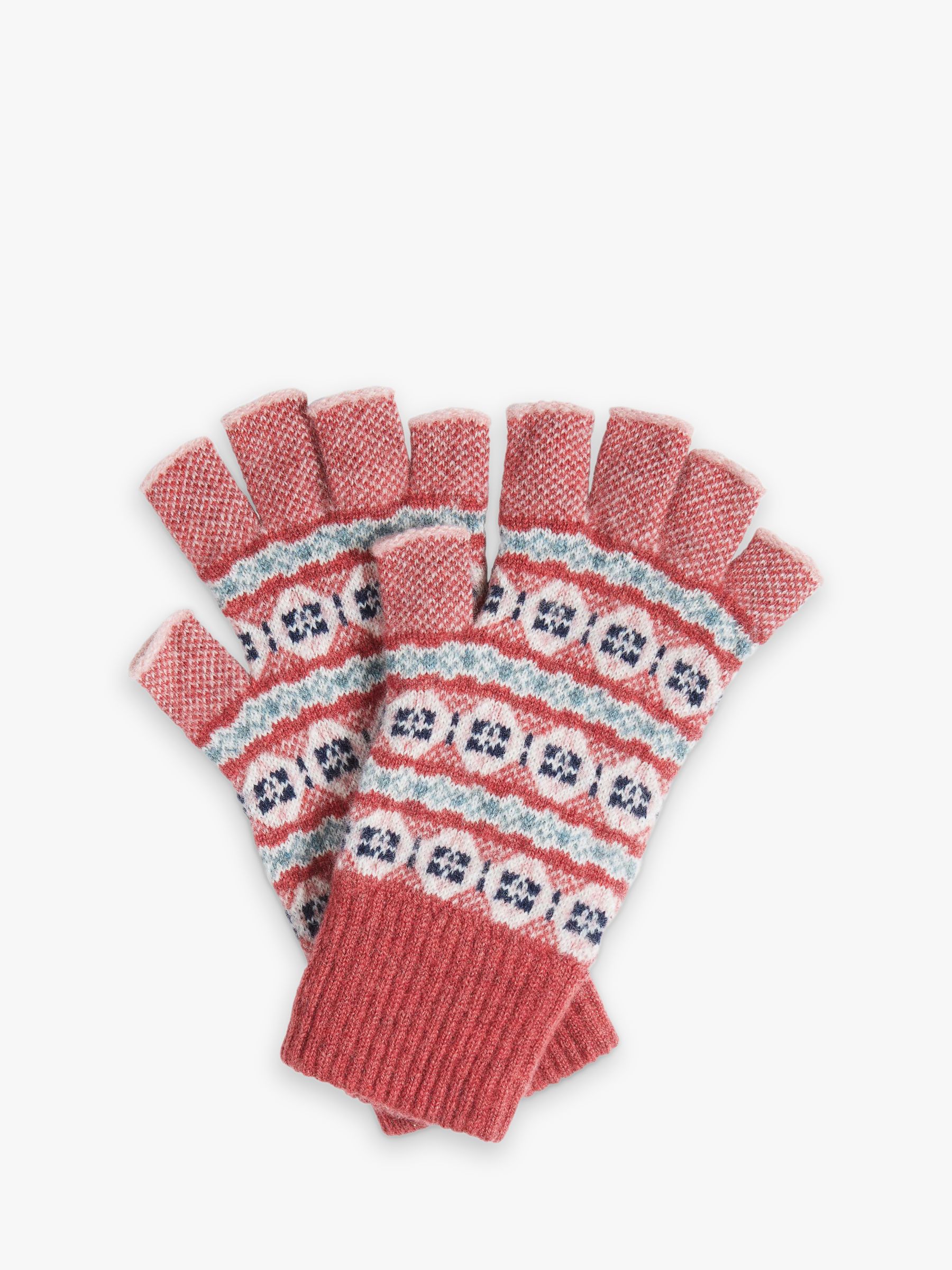 Brora Cashmere Fingerless Gloves, Pomegranate
