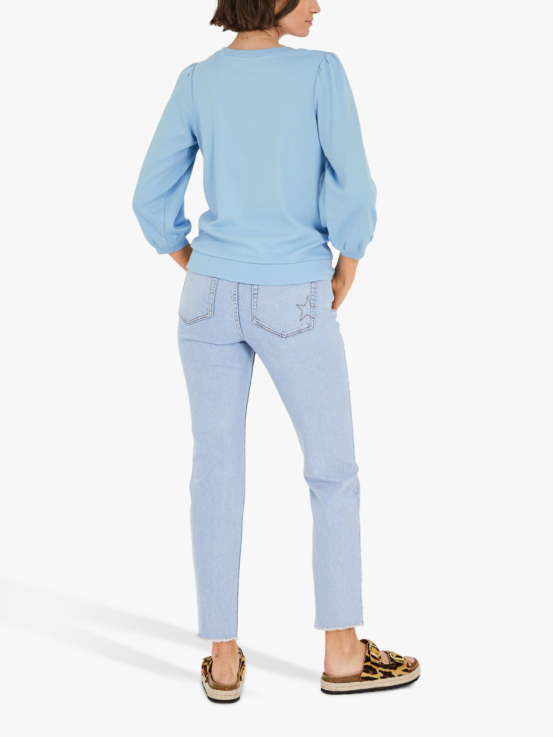 HUSH Mimi Puff Sleeve Top, Soft Blue at John Lewis & Partners