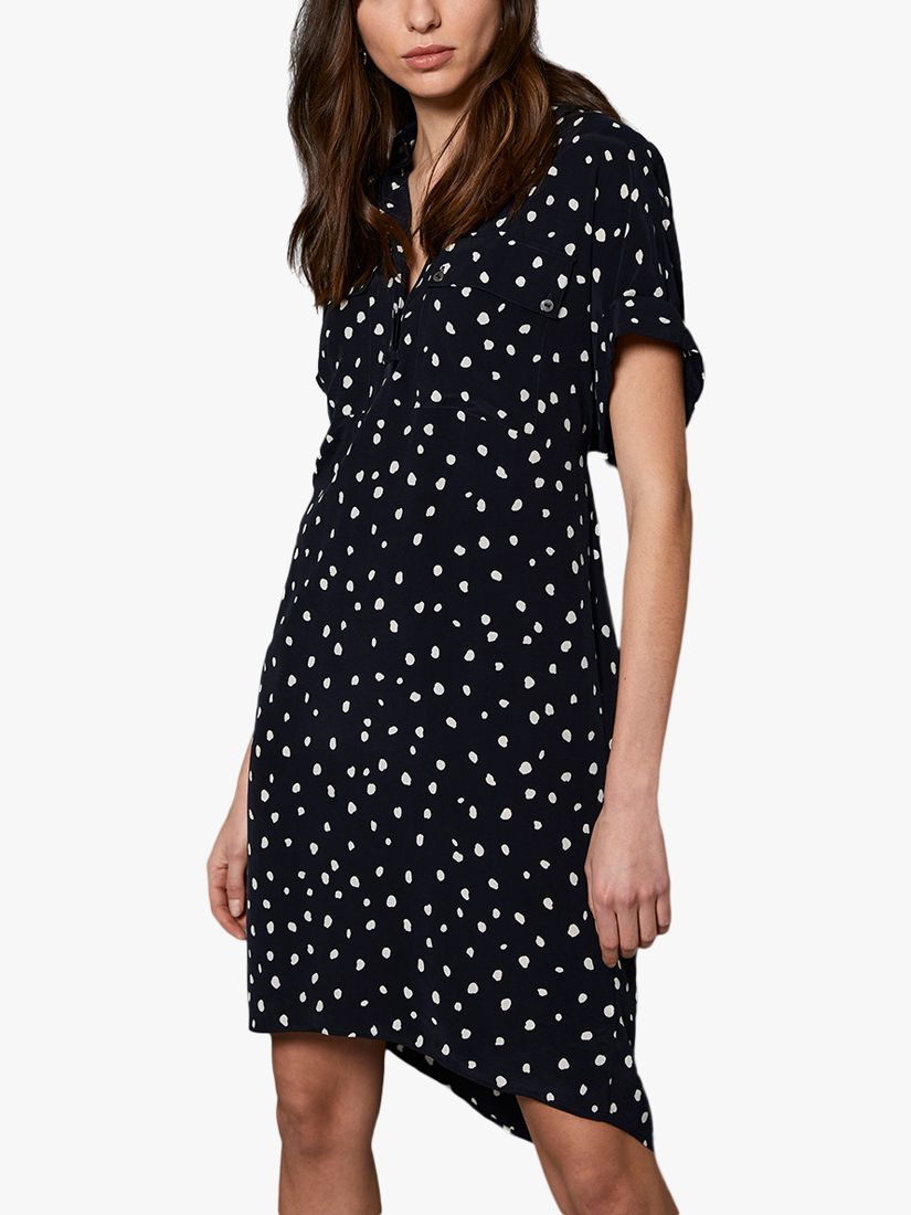 Mint Velvet Spot Print Tunic Dress, Navy at John Lewis & Partners