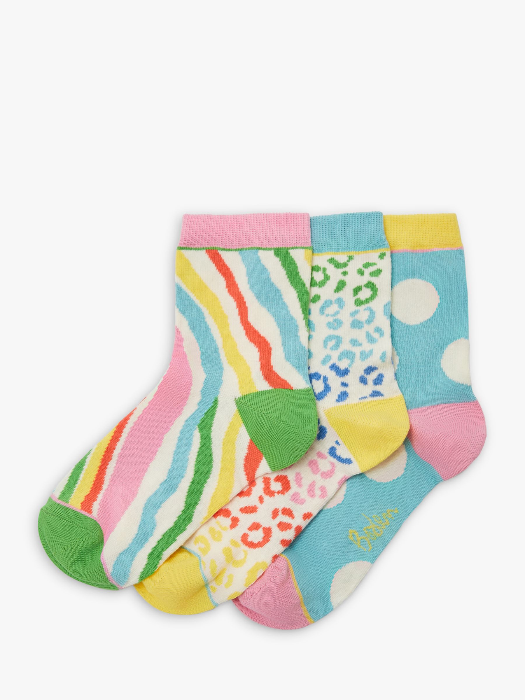 Boden Spot and Animal Print Ankle Socks, Pack of 3, Multi at John Lewis ...