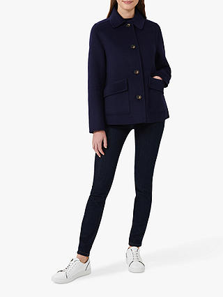 Hobbs Leanna Double Face Coat Wool Blend Coat, French Blue