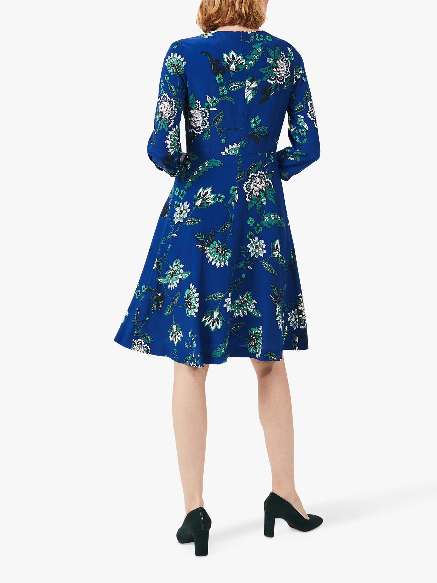 Hobbs Marietta Floral Dress, Azure/Apple Green, 10