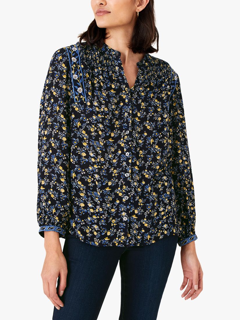 Monsoon Ditsy Floral Top, Navy