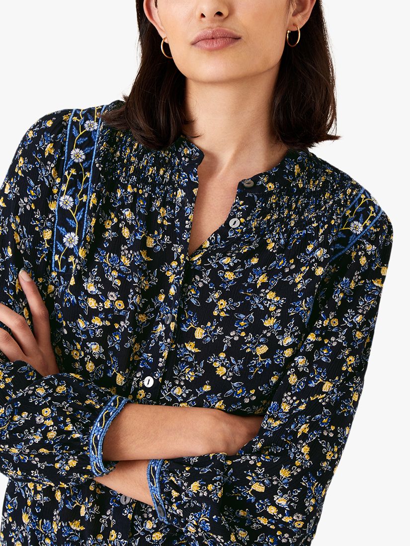 Monsoon Ditsy Floral Top, Navy at John Lewis & Partners