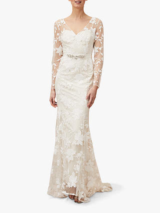 Phase Eight Saffron Embroidered Bridal Dress, Almond