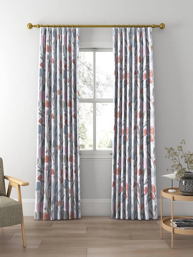 228 cm John Lewis Lined Pencil Pleat Curtains with Embroidered Detail 