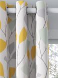 John Lewis Ines Print Pair Lined Eyelet Curtains, Citrine