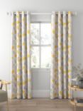 John Lewis Ines Print Pair Lined Eyelet Curtains, Citrine