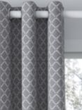 John Lewis ANYDAY Diamond Ikat Print Pair Lined Eyelet Curtains, Storm