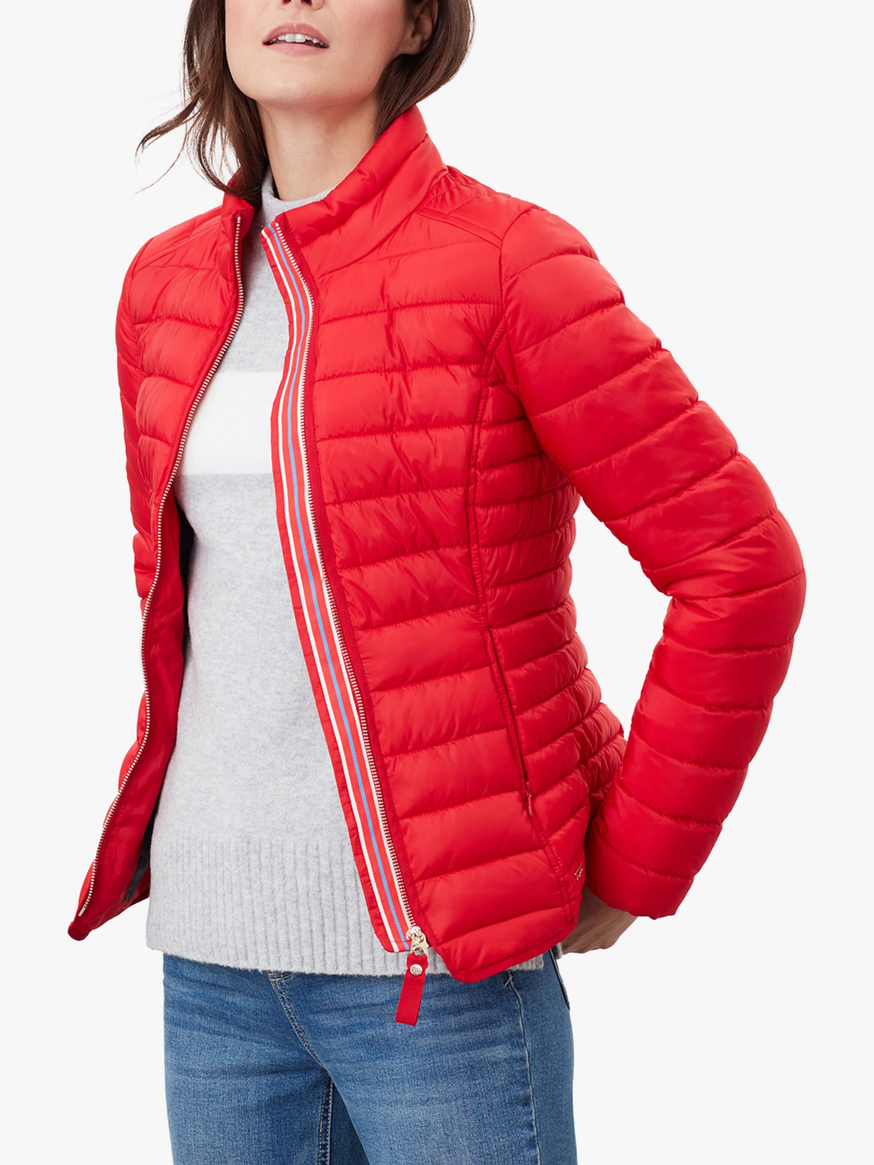 Joules Canterbury Short Luxe Padded Jacket, Red at John Lewis & Partners