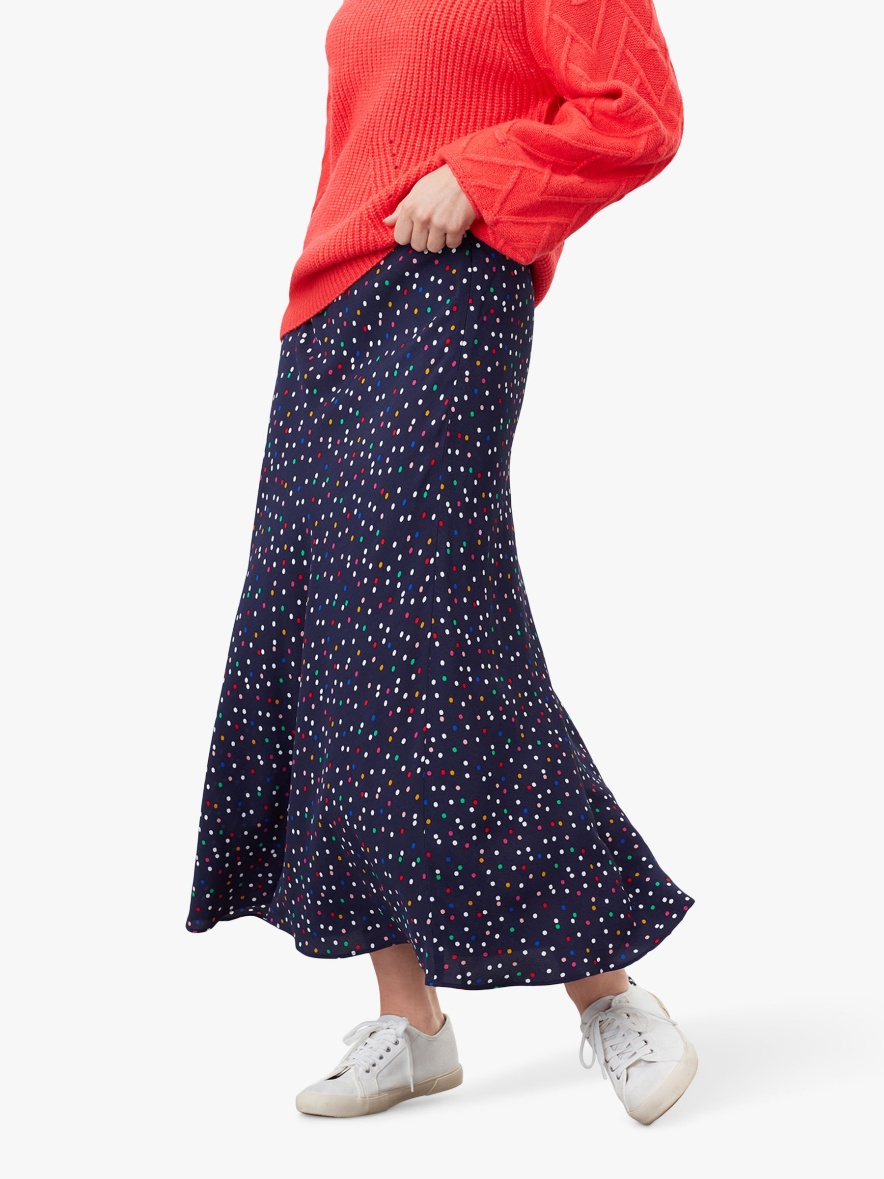 Joules Coletta Bias Cut Skirt, Multi Spot