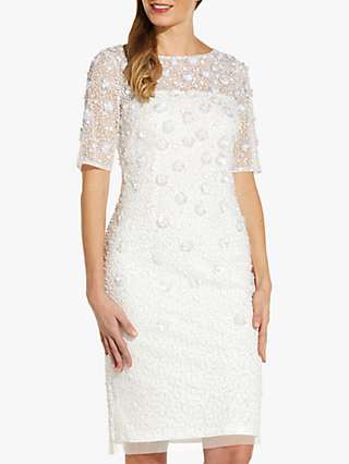 Adrianna Papell Floral Beaded Cocktail Dress, Ivory