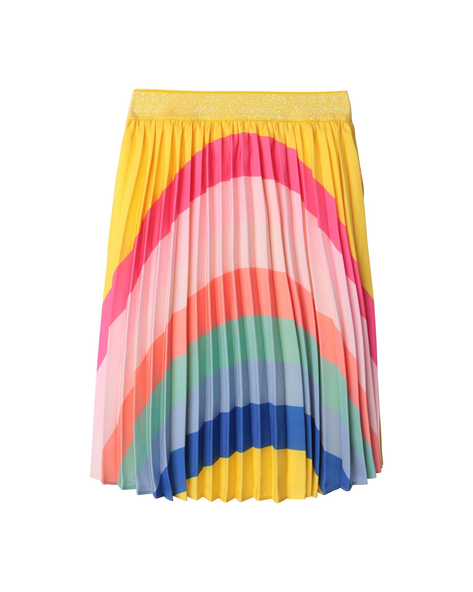 Billieblush Kids' Line Pleated Satin Skirt, Yellow/Multi at John Lewis ...