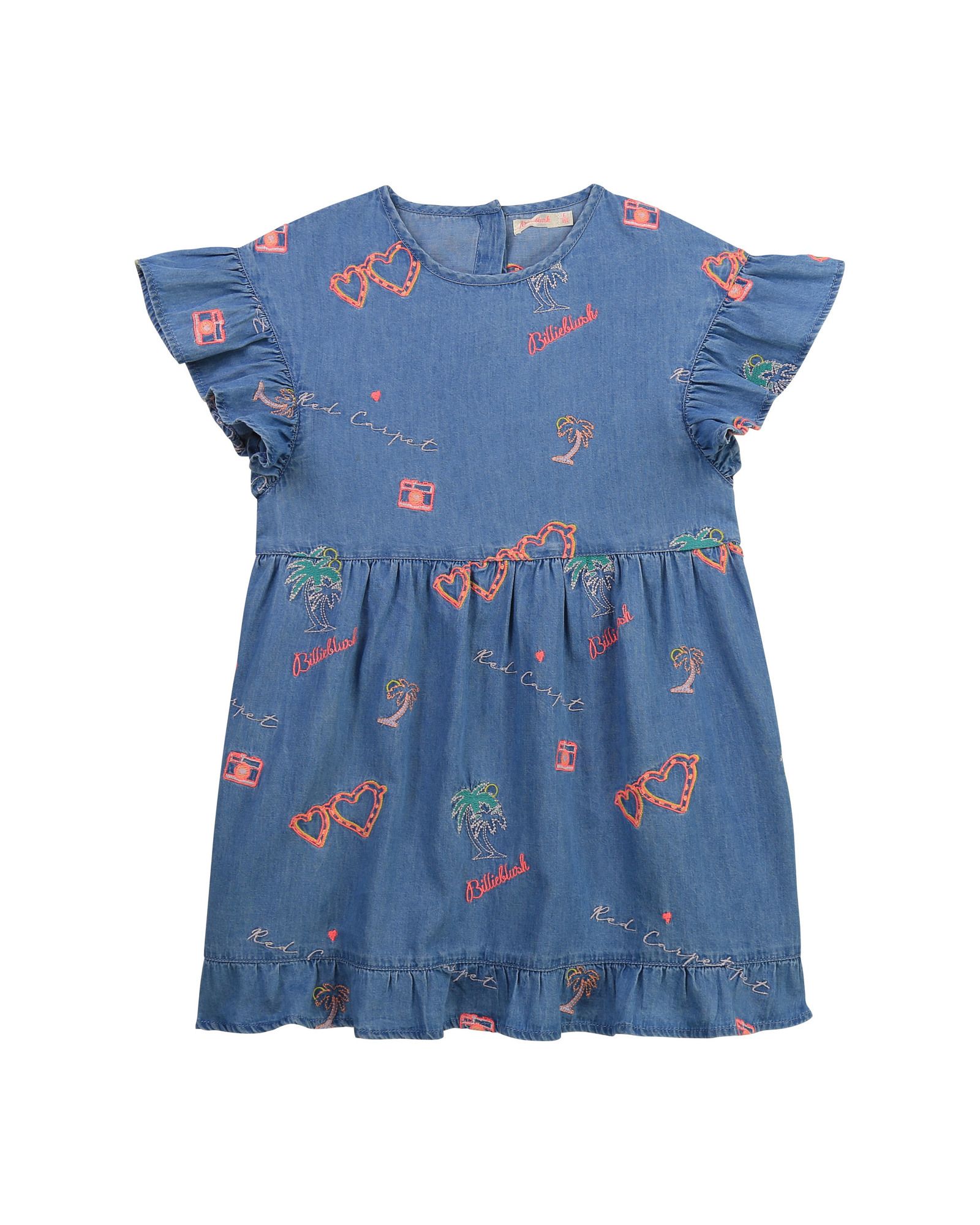Billieblush Kids' Embroidered Denim Dress, Blue