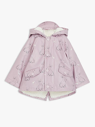 John Lewis Baby Showerproof Bunny Mac Jacket, Pink