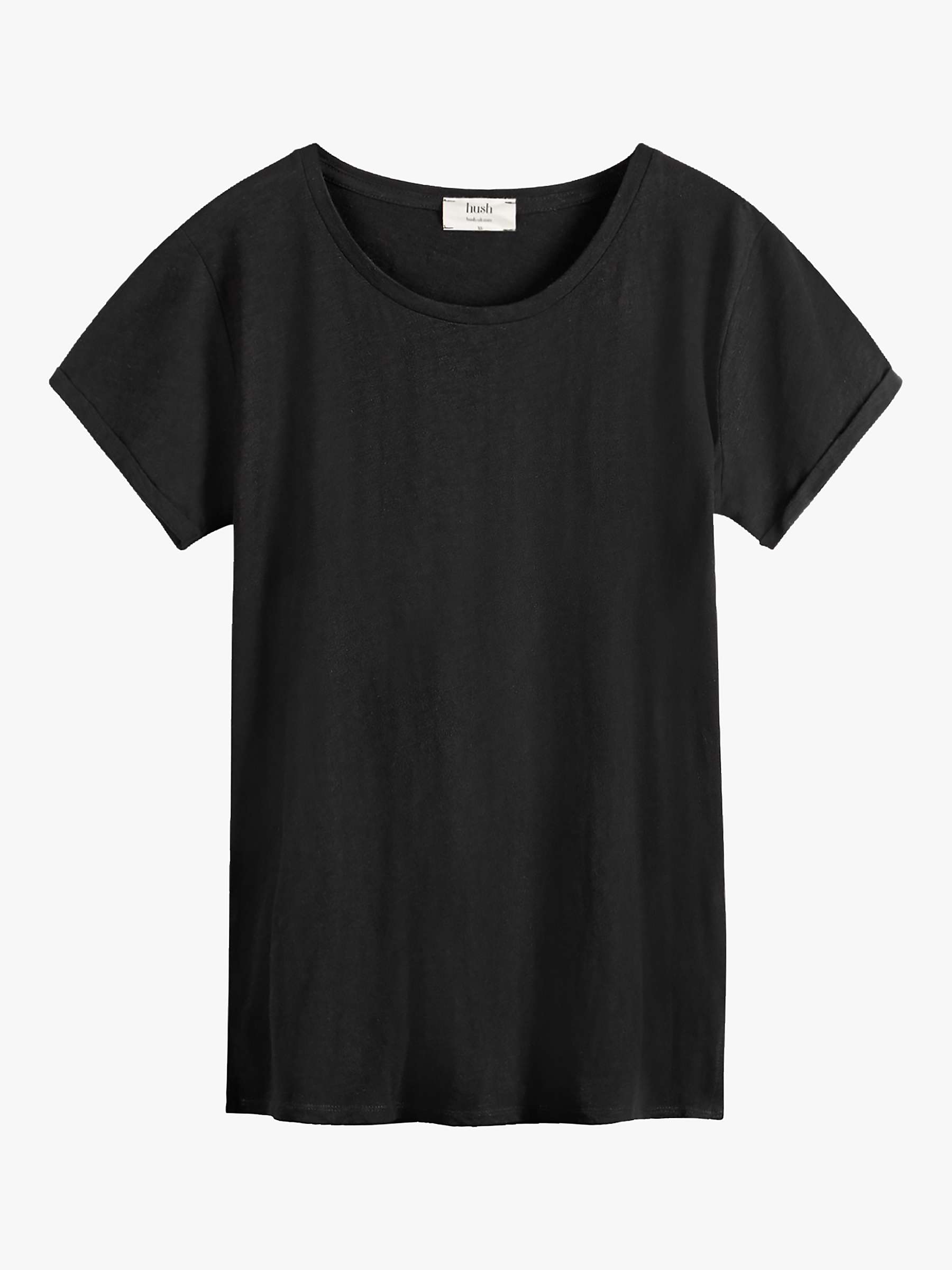hush Cali Cotton Crew Neck T-Shirt, Black at John Lewis & Partners
