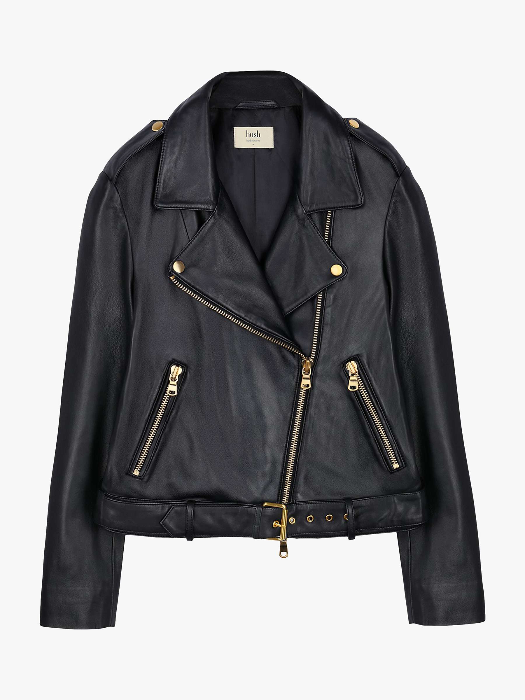 Buy hush Opal Leather Jacket, Black/Gold Online at johnlewis.com