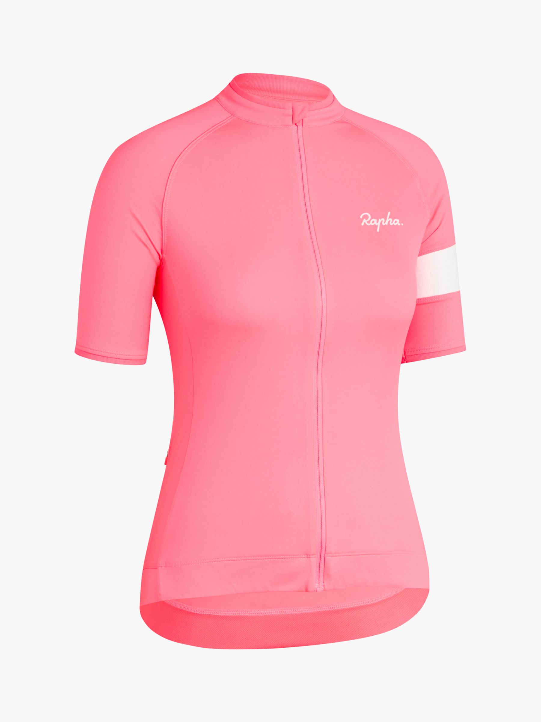 Rapha Core Jersey Short Sleeve Cycling Top, High-vis Pink at John Lewis ...