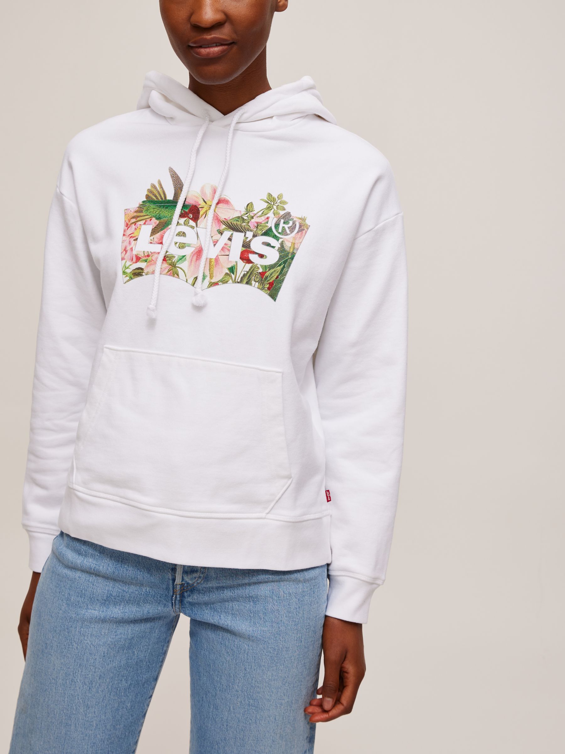Levi's Standard Floral Graphic Hoodie, Hummingbird White