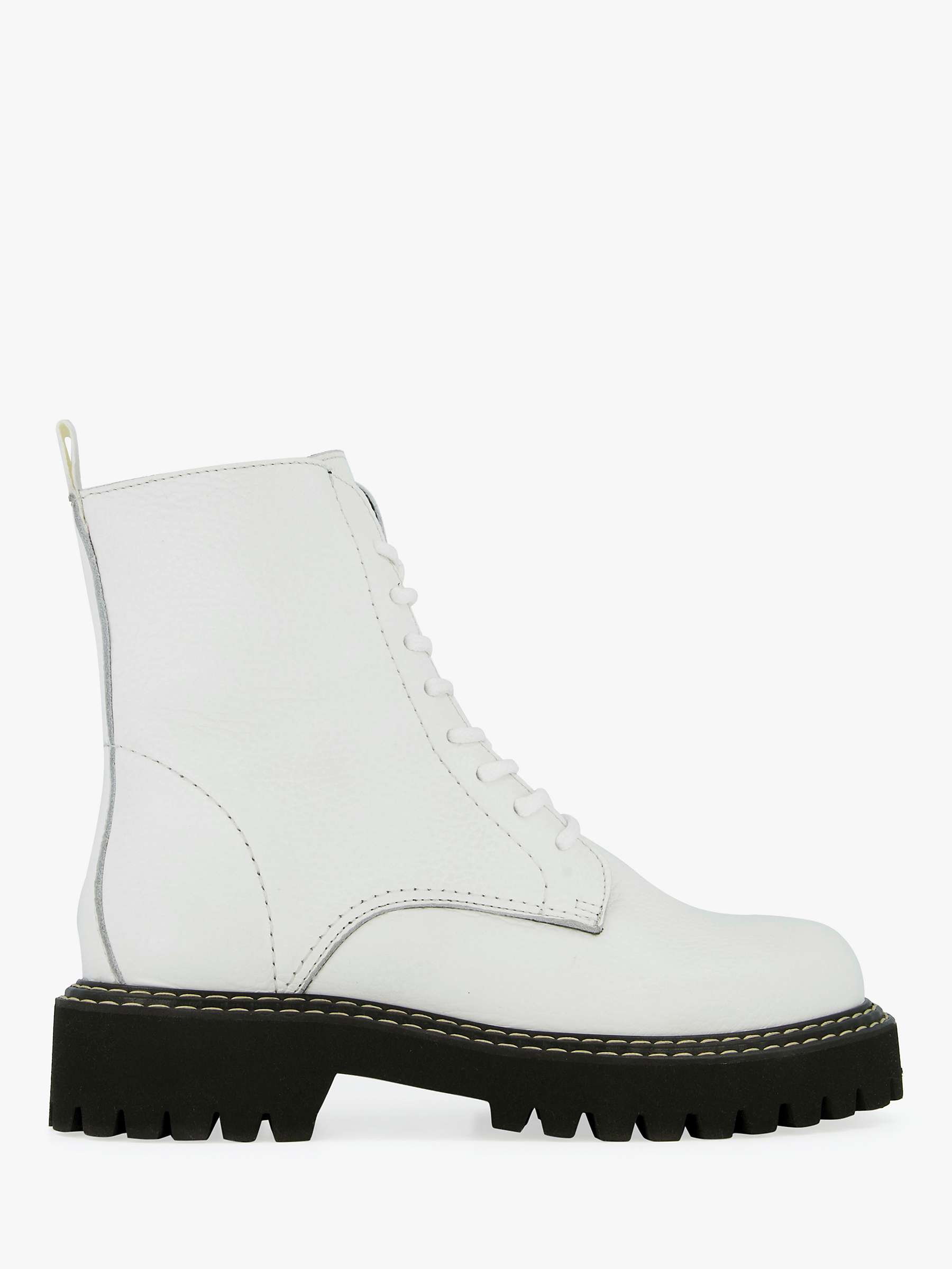 Buy Dune Pumba Leather Cleated Sole Hiker Boots, White Online at johnlewis.com