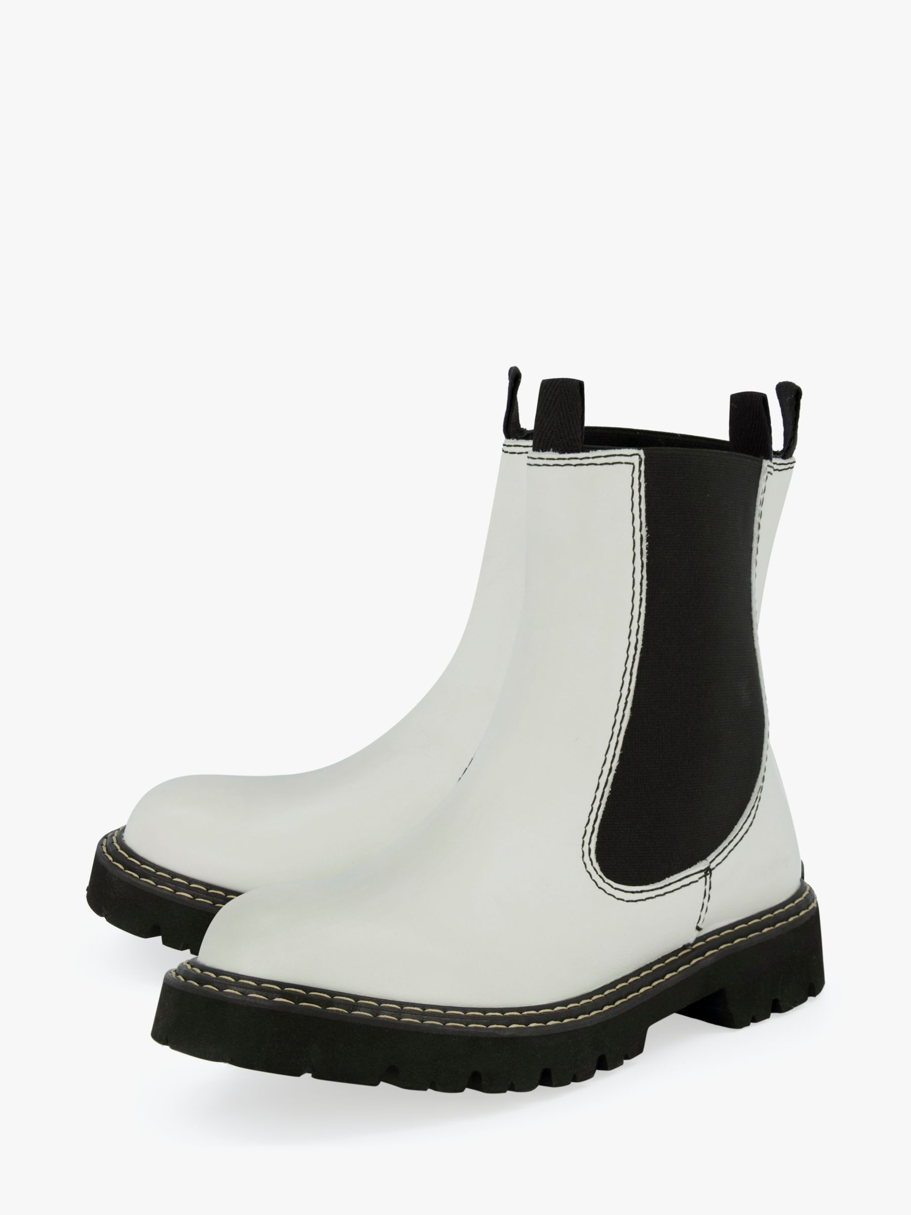Dune Parkway Leather Chunky Sole Chelsea Boots, White at John Lewis