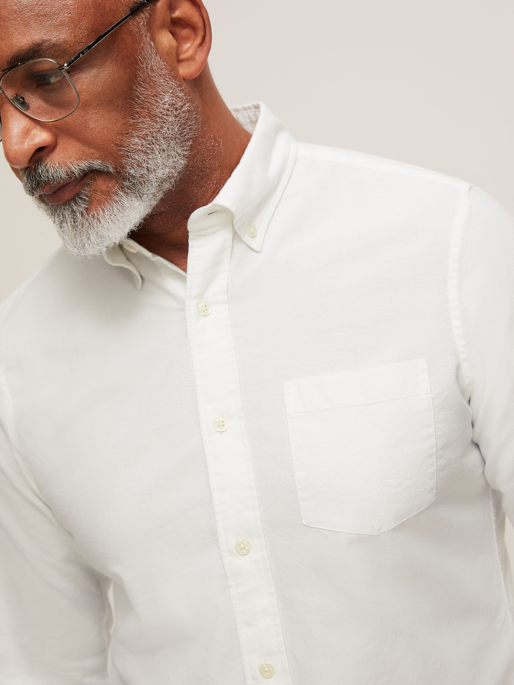 John Lewis Regular Fit Cotton Oxford Button Down Shirt, White, S