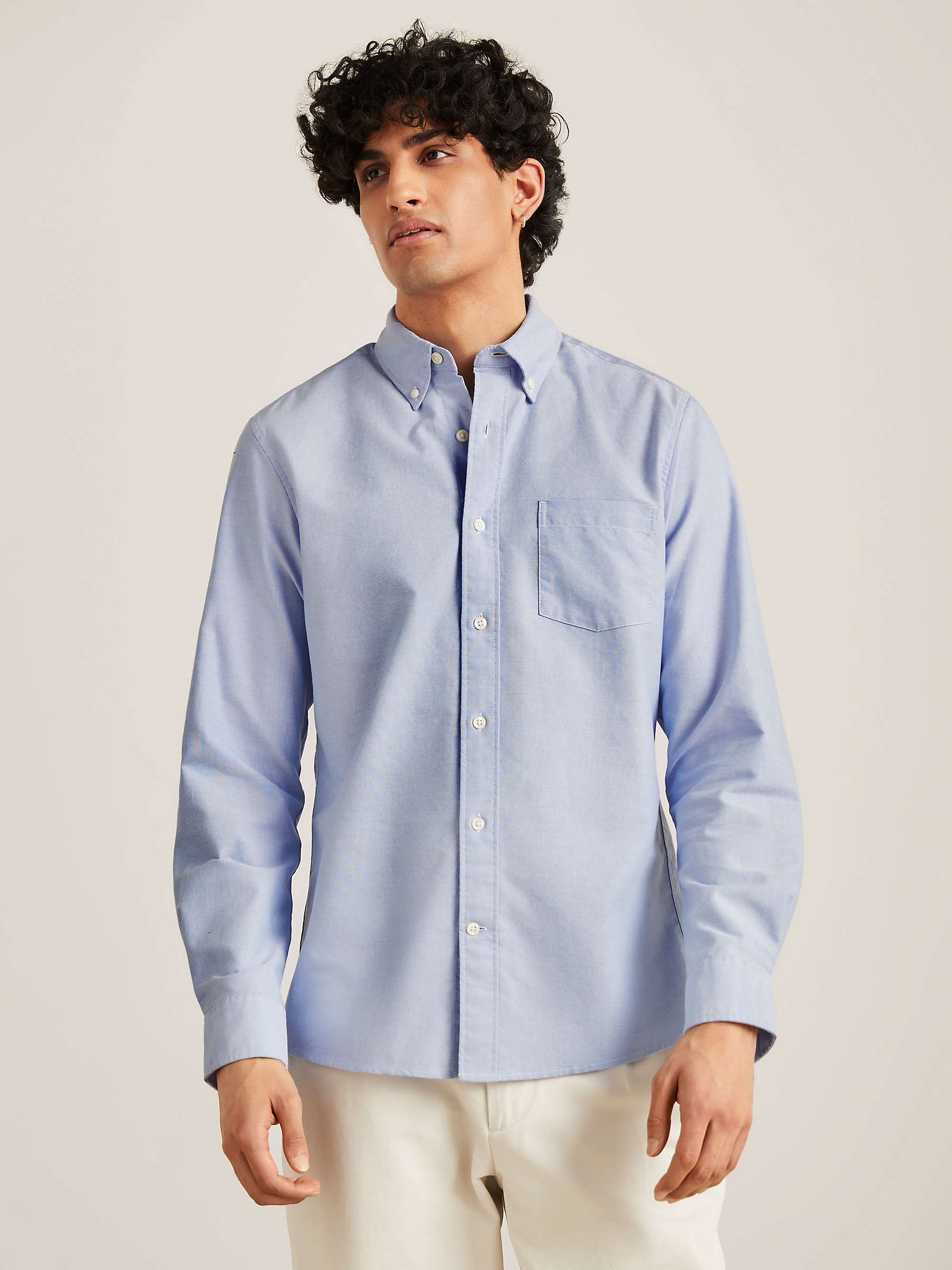 John Lewis Regular Fit Cotton Oxford Button Down Shirt, Blue at John Lewis  & Partners