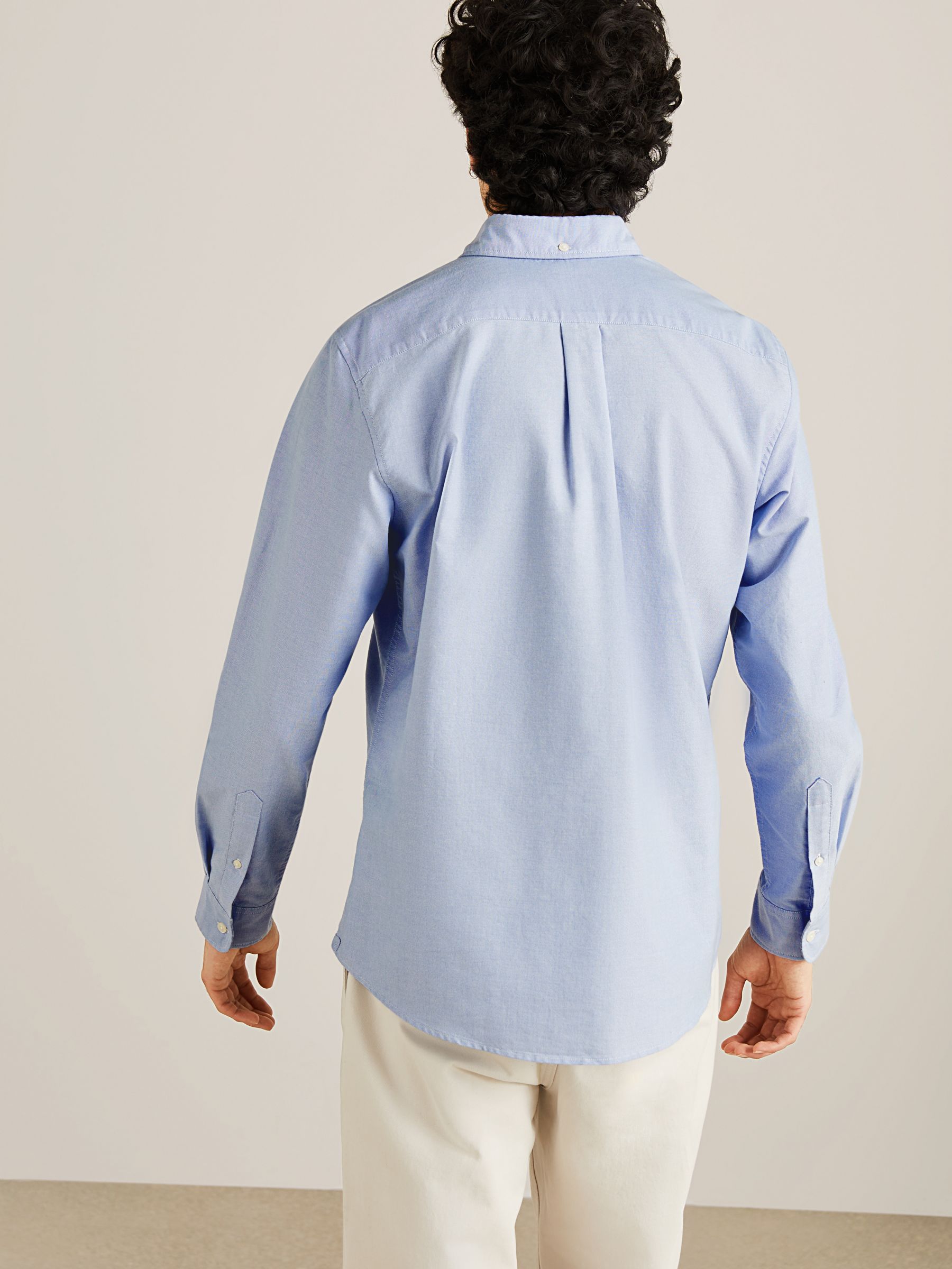 John Lewis Regular Fit Cotton Oxford Button Down Shirt, Blue at