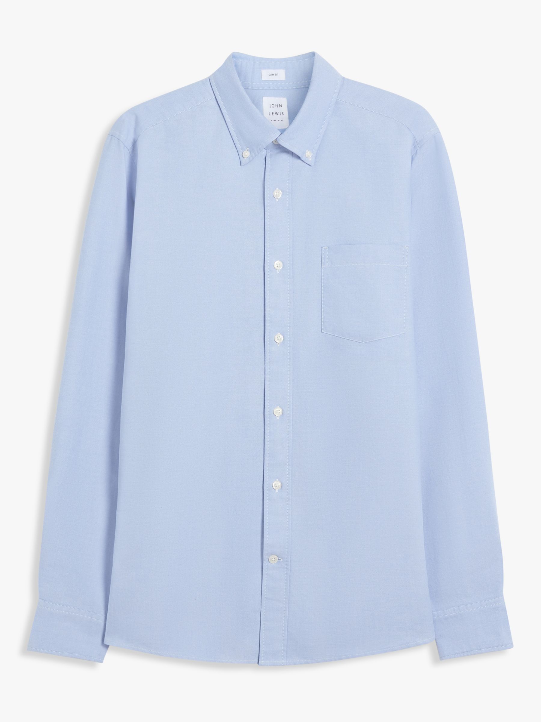John Lewis Regular Fit Cotton Oxford Button Down Shirt, Blue at John ...