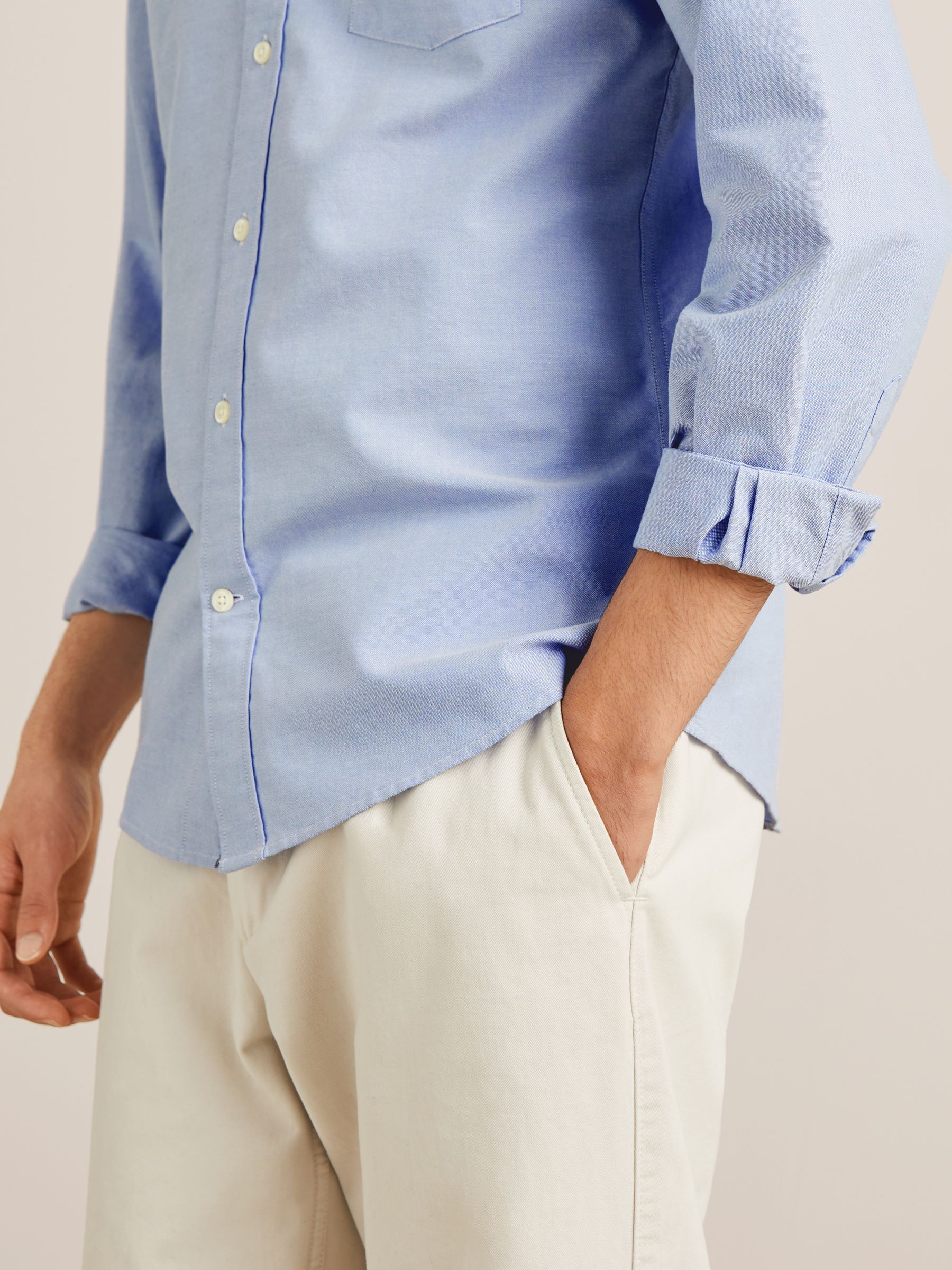 John Lewis Regular Fit Cotton Oxford Button Down Shirt, Blue at John Lewis  & Partners