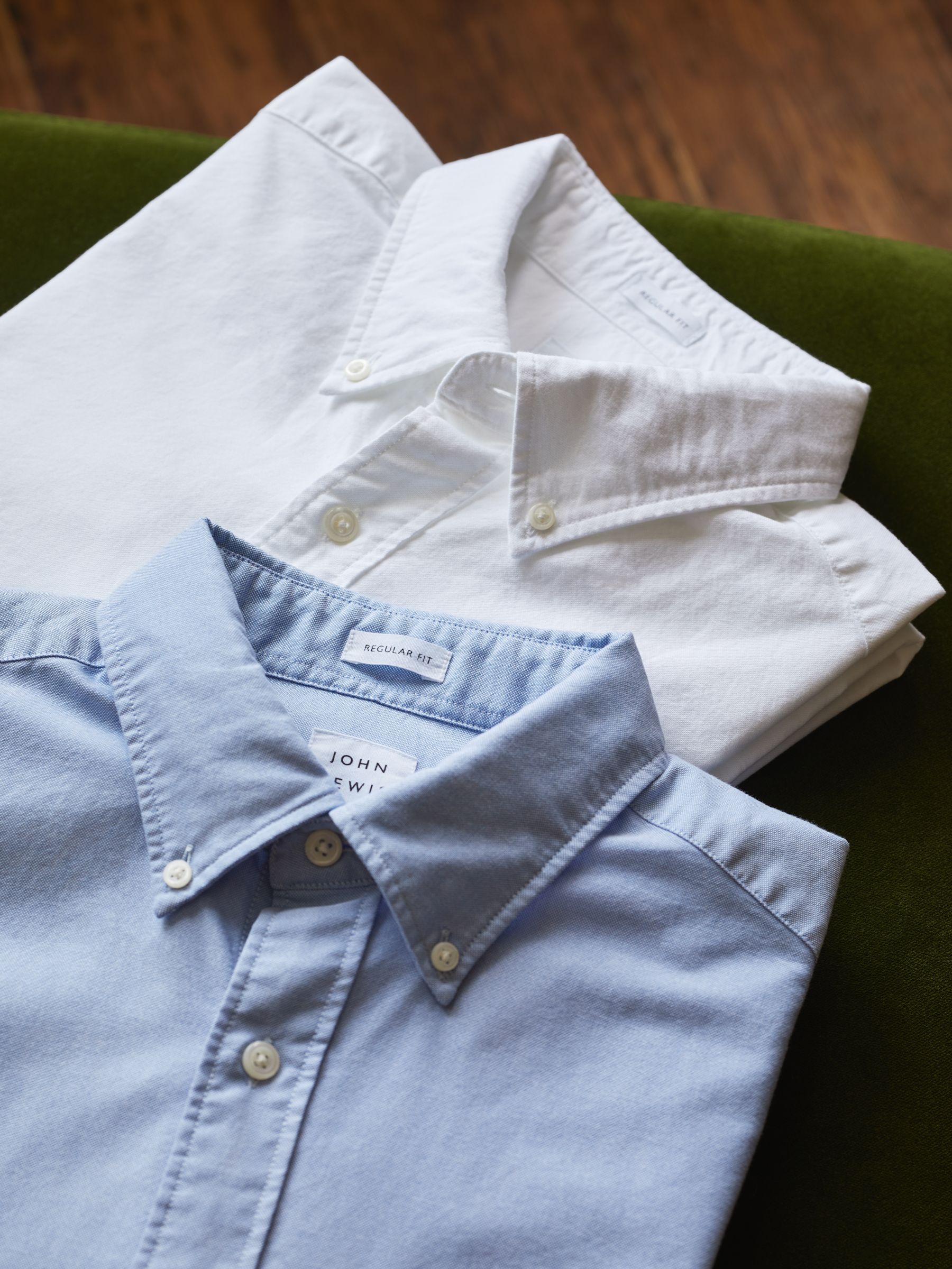 John Lewis Regular Fit Cotton Oxford Button Down Shirt, Blue, S