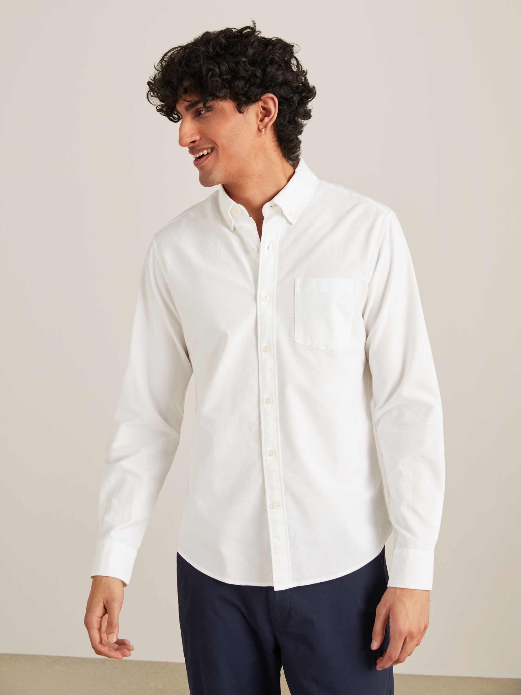 John Lewis Slim Fit Cotton Oxford Button Down Shirt, White