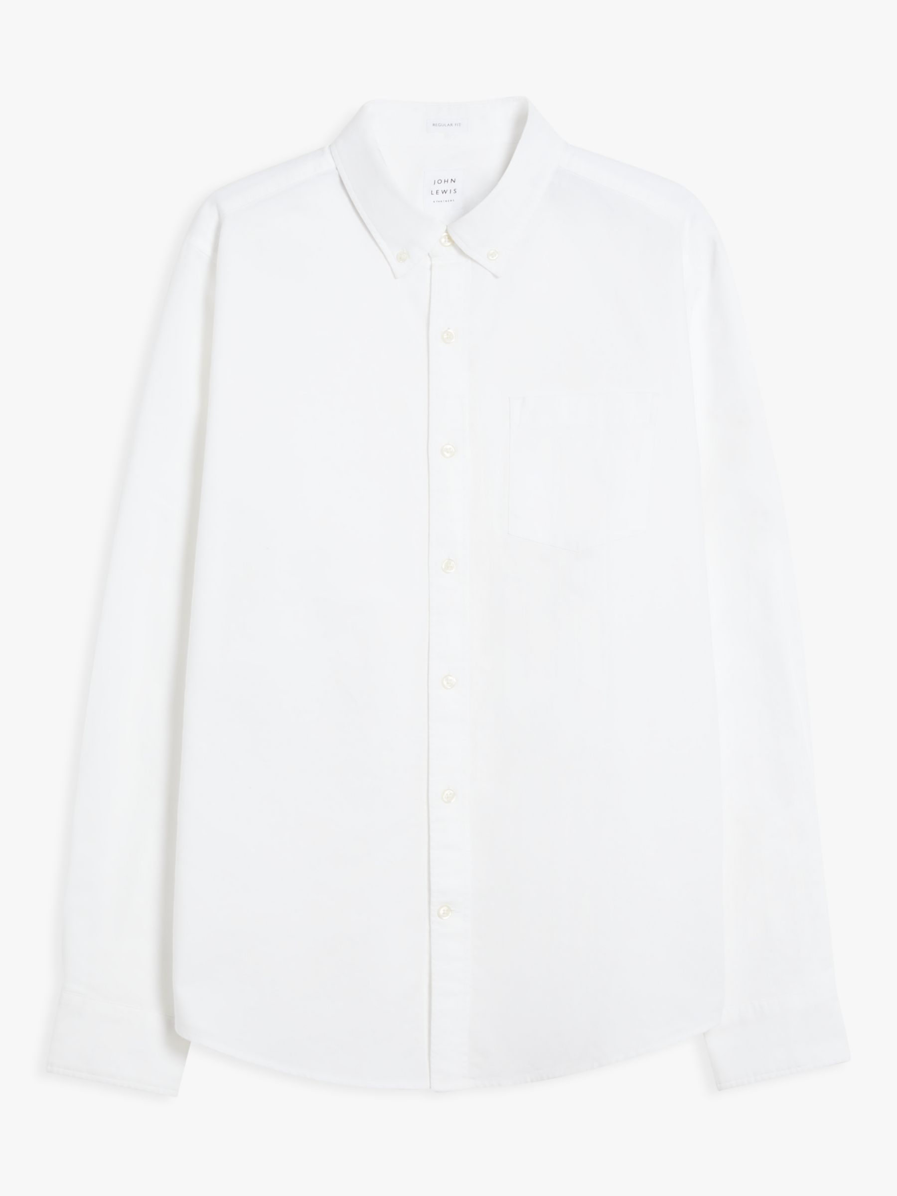 John Lewis Slim Fit Cotton Oxford Button Down Shirt, White at John ...