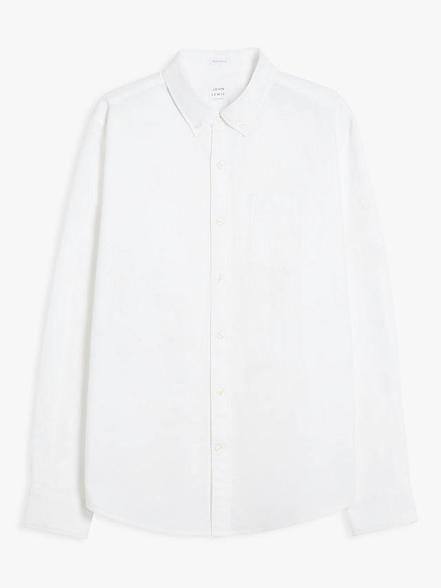 John Lewis Slim Fit Cotton Oxford Button Down Shirt, White