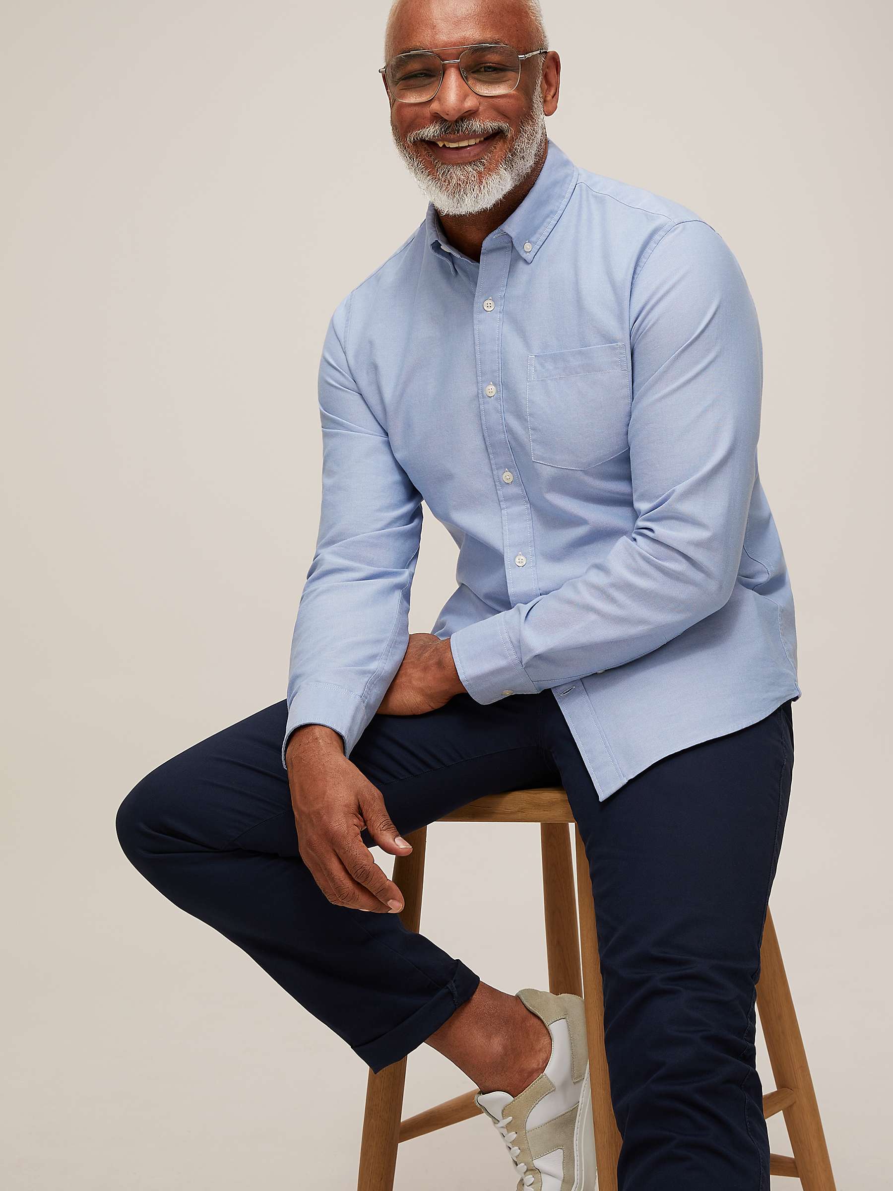 John Lewis Slim Fit Cotton Oxford Button Down Shirt, Blue at John Lewis &  Partners