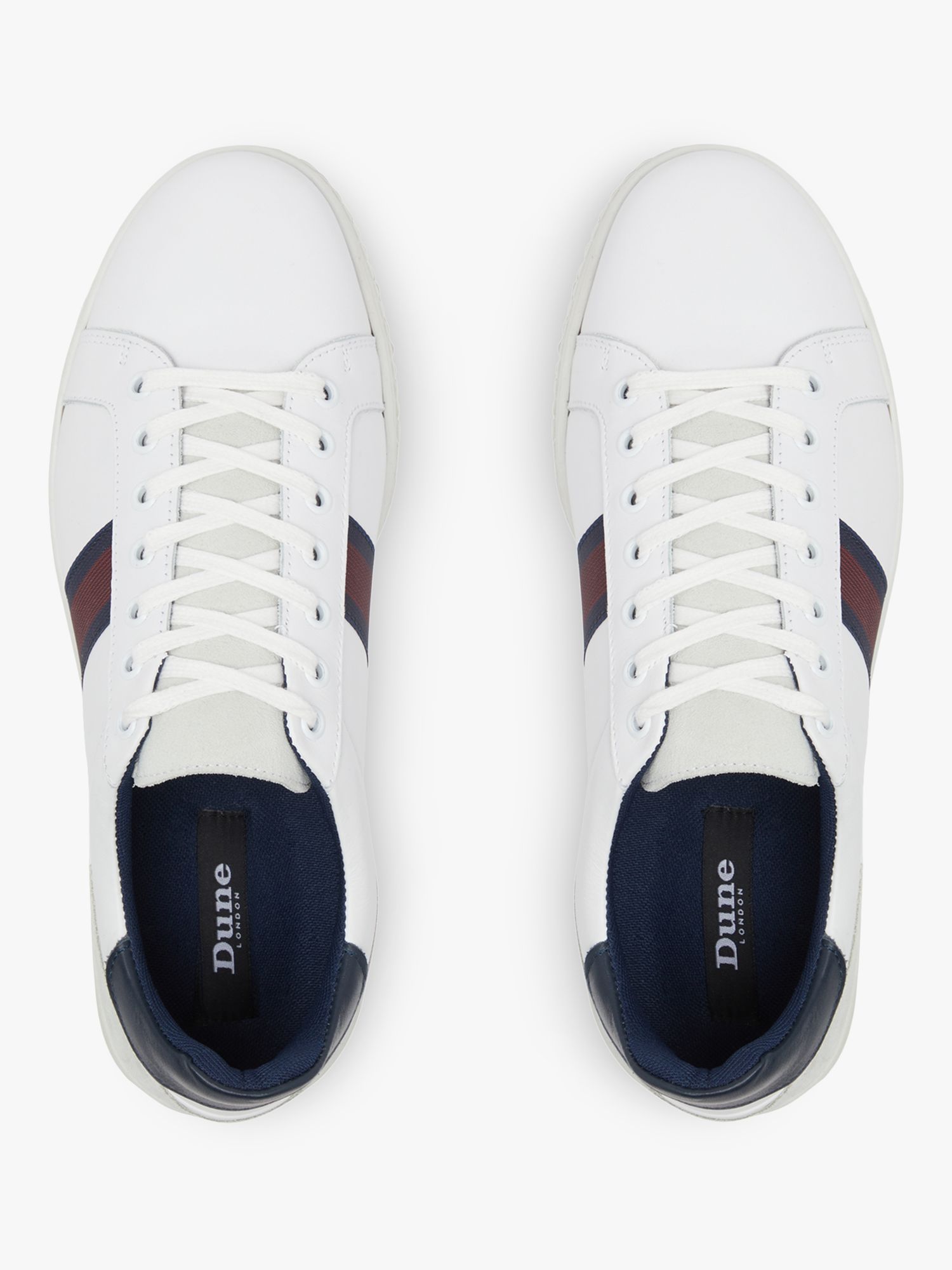 Dune Terrace Leather Trainers, White at John Lewis & Partners