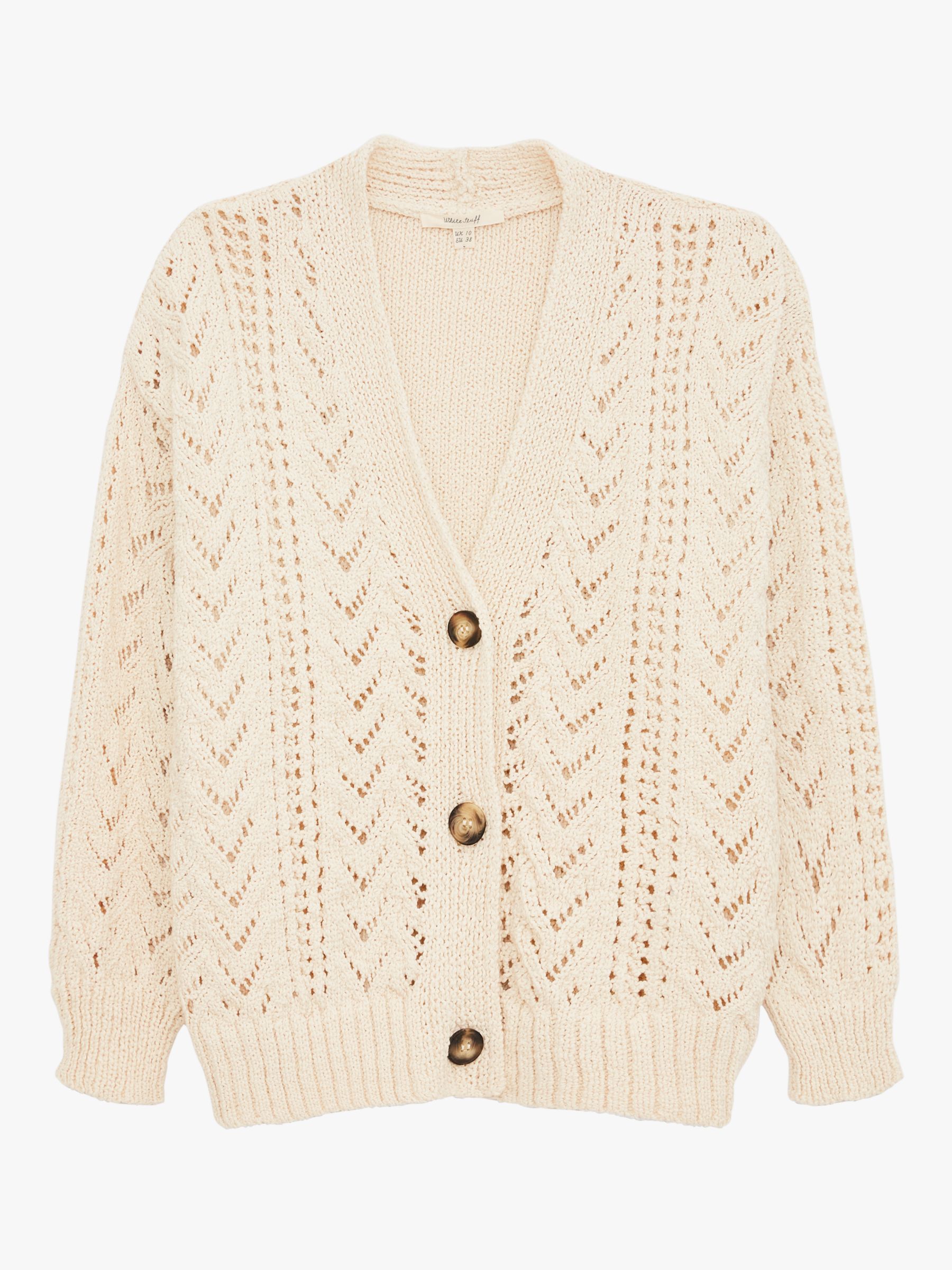 White Stuff Gigi Stitch Cardigan, Ivory at John Lewis & Partners