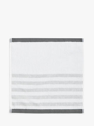 John Lewis ANYDAY Stripe Bath Towel, Blue Grey