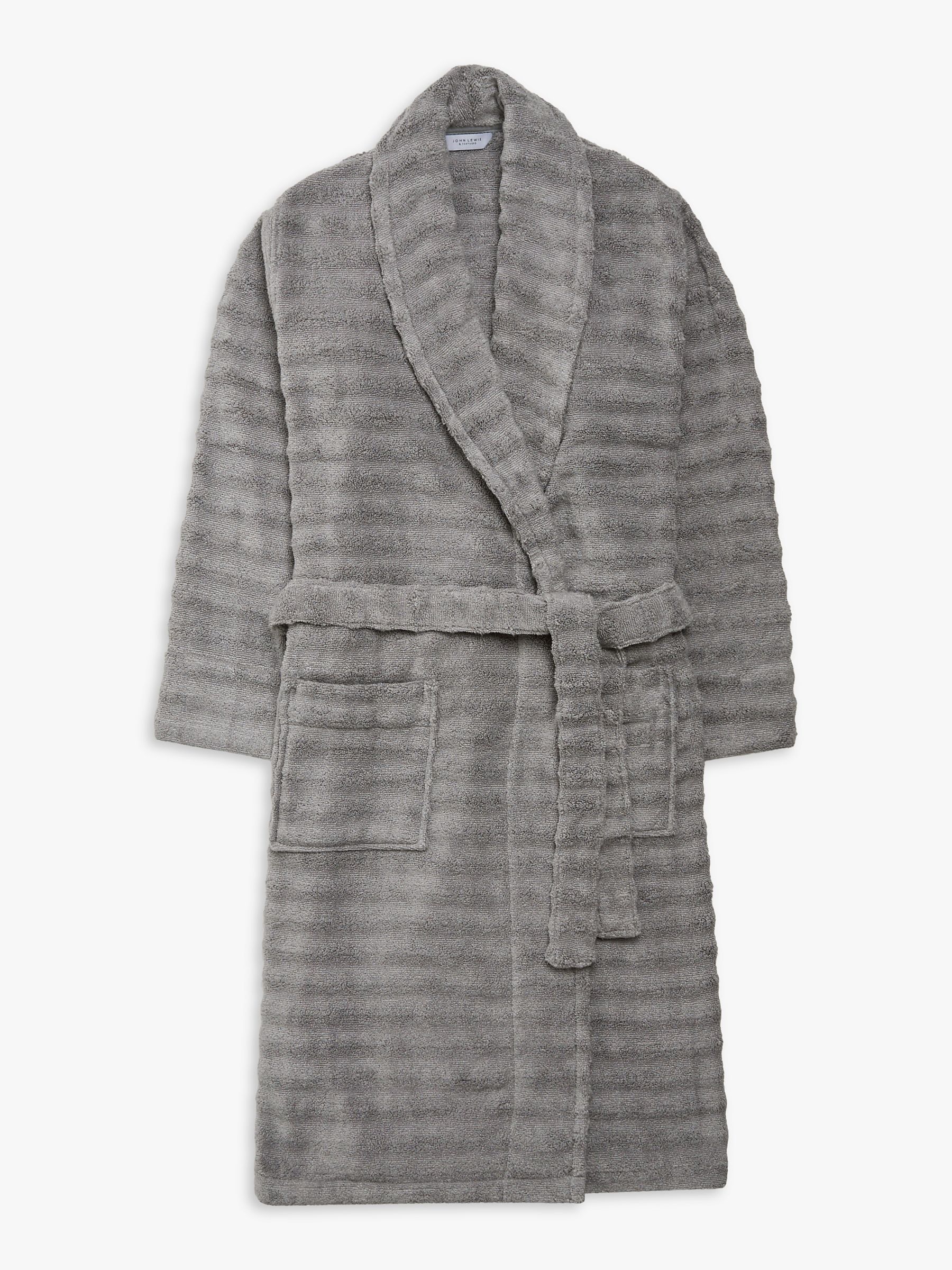 John Lewis & Partners Luxury Spa Unisex Bath Robe, Dove Grey, S-M