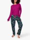 Cyberjammies Natasha Panda Print Jersey Top Pyjama Set, Cerise/Multi, Cerise/Multi
