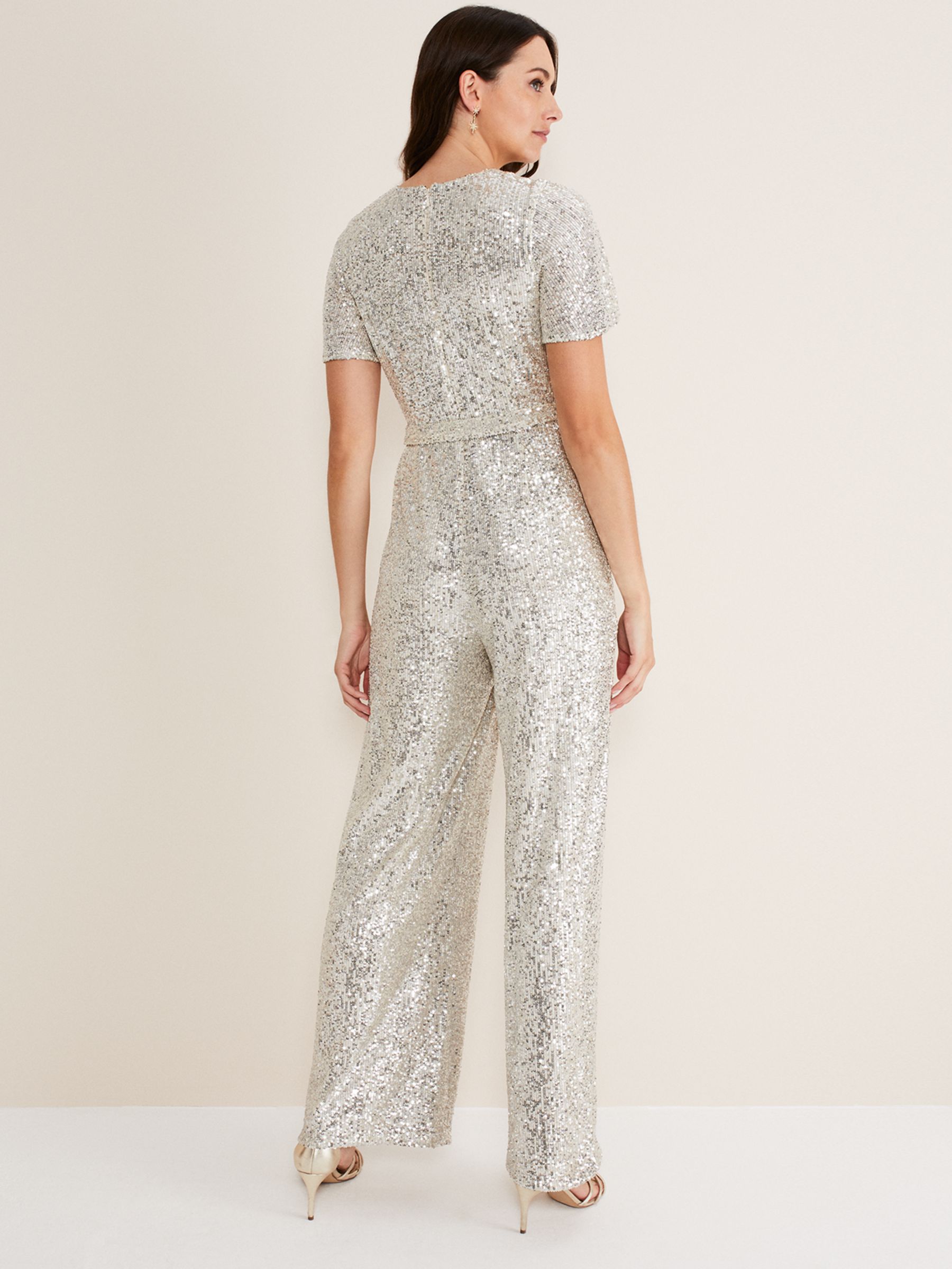 Phase Eight Alessandra Jumpsuit, Silver at John Lewis & Partners