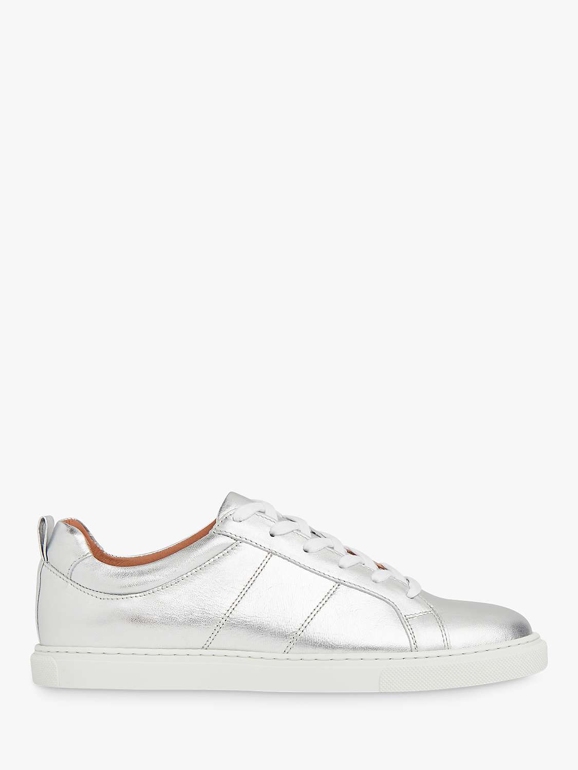 Buy Whistles Koki Lace Up Leather Trainers, Silver Online at johnlewis.com