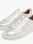 Whistles Koki Lace Up Leather Trainers, Silver