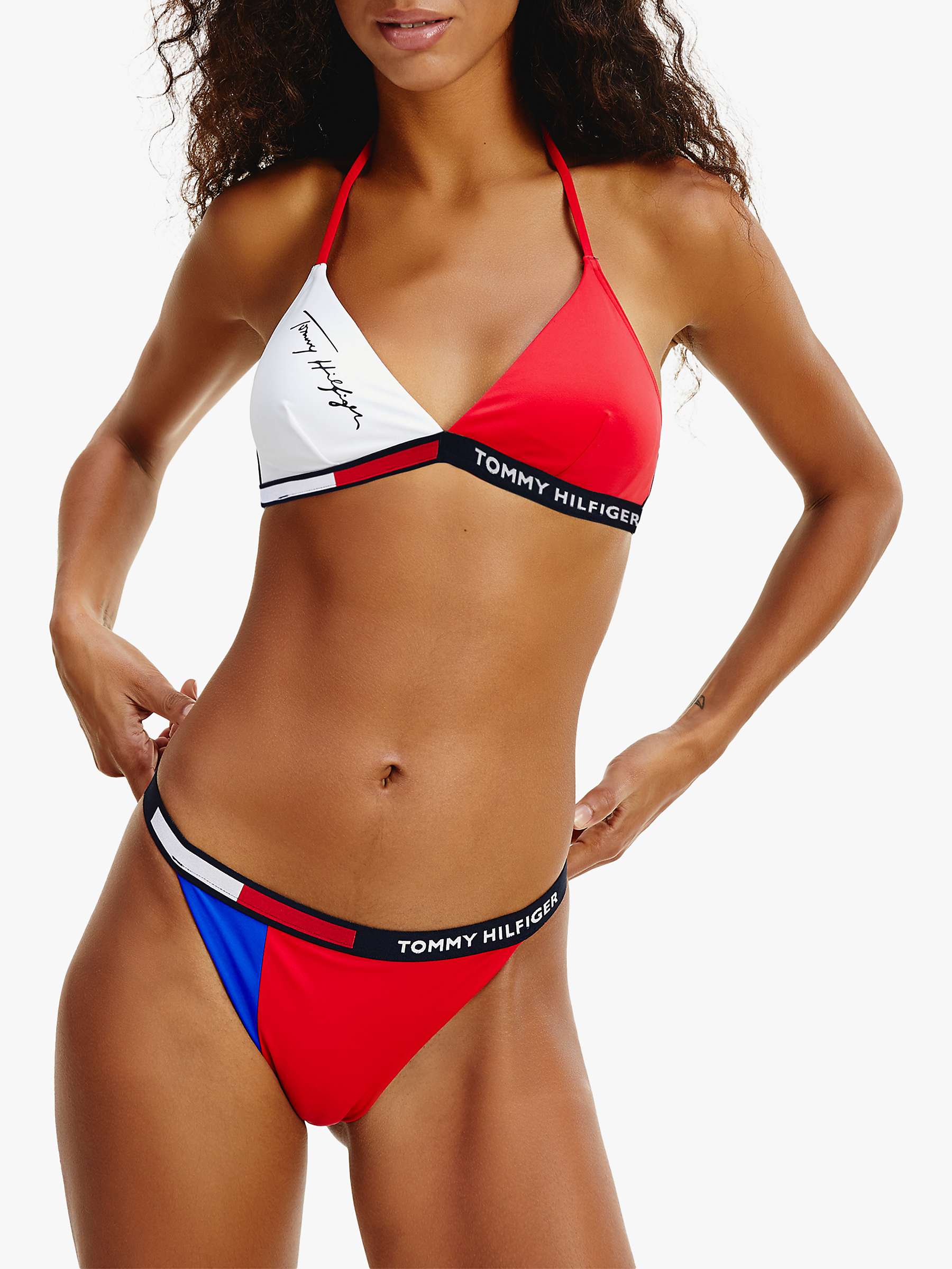 Buy Tommy Hilfiger Colour Block Triangle Bikini Top, Red/Multi Online at johnlewis.com
