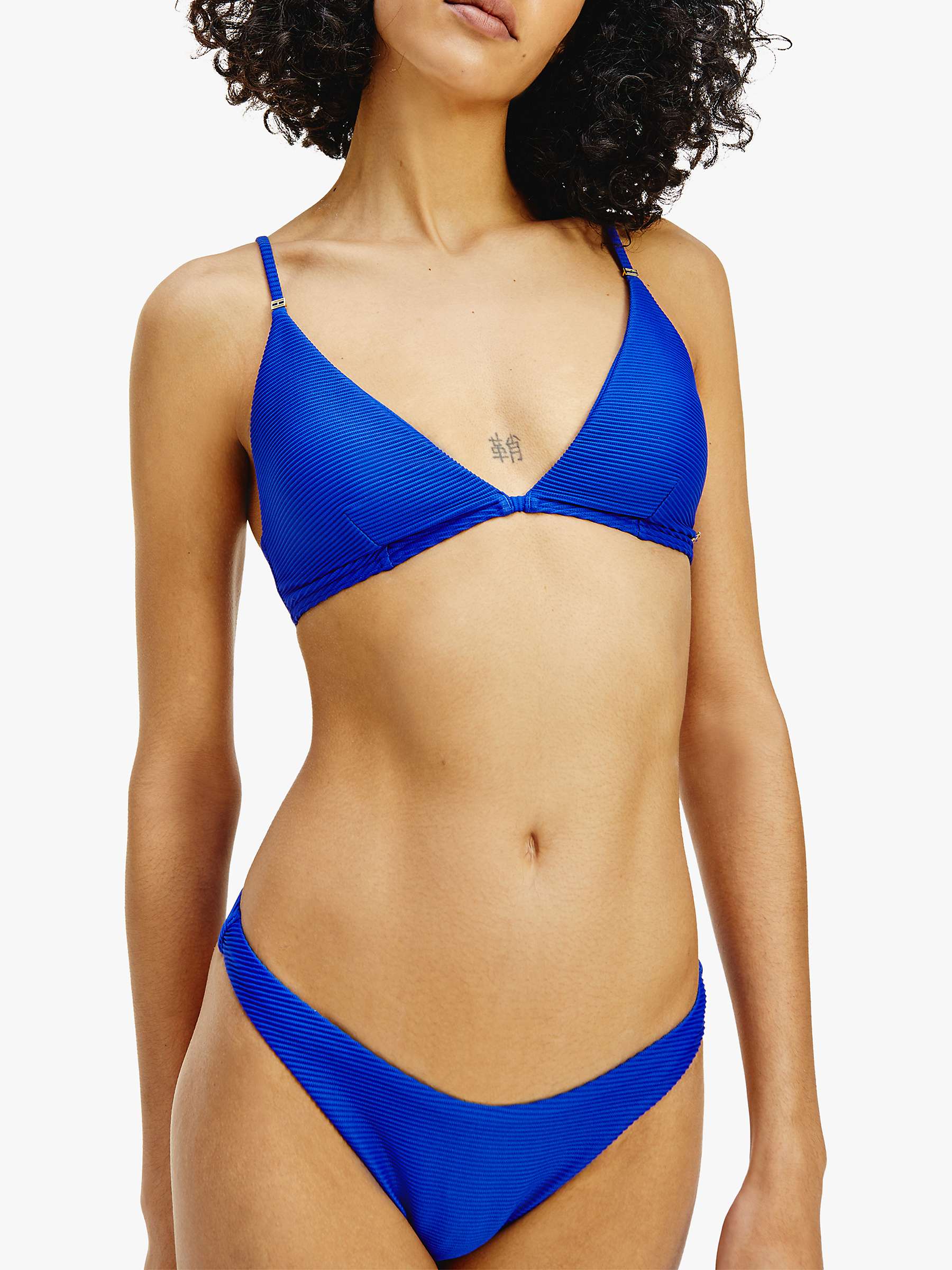 Buy Tommy Hilfiger Textured Triangle Bikini Top, Sapphire Blue Online at johnlewis.com