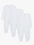 John Lewis ANYDAY Baby Sleepsuit, Pack of 3, White