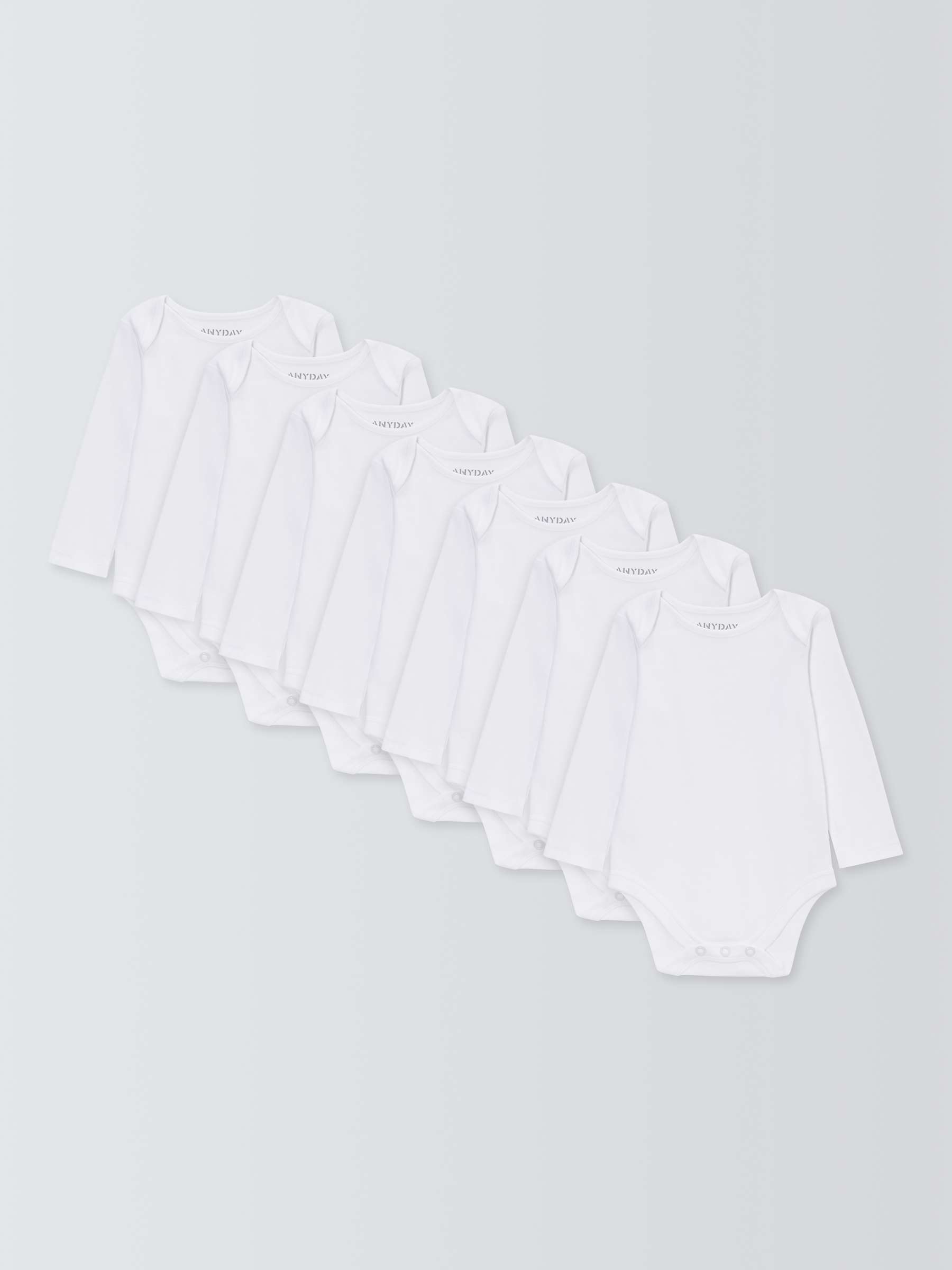 Buy John Lewis ANYDAY Baby Long Sleeve Bodysuit, Pack of 7, White Online at johnlewis.com