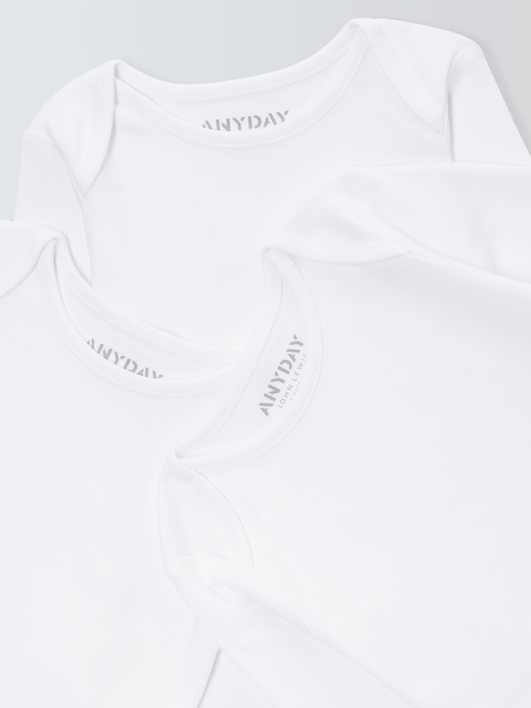 John Lewis ANYDAY Baby Long Sleeve Bodysuit, Pack of 7, White, Early Baby