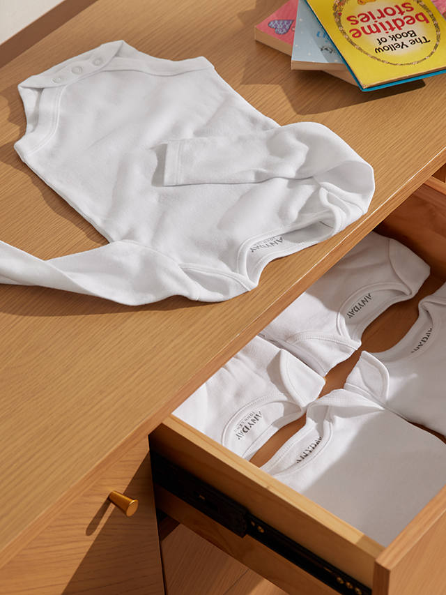 John Lewis ANYDAY Baby Long Sleeve Bodysuit, Pack of 7, White