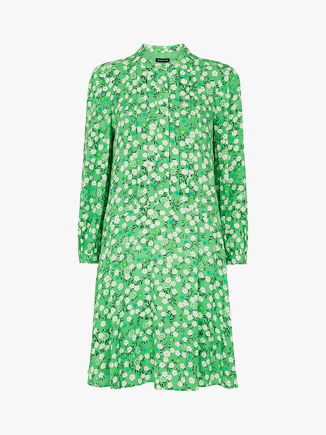 Whistles Cherry Blossom Print Shift Dress, Green at John Lewis & Partners